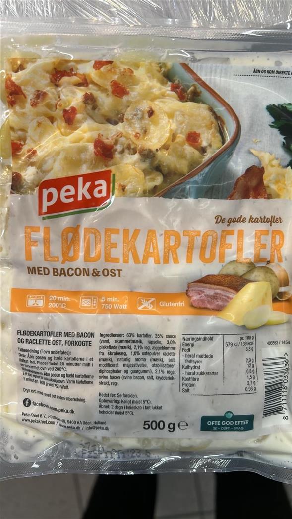Flødekartofler m. bacon og ost 10,95,-